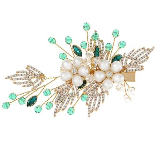 IYOU Braut Hochzeit Haarspangen Grün Blume Kopfschmuck Barrette Brautjungfer Gast Haarschmuck für Damen von IYOU