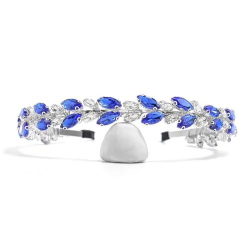 IYOU Braut Hochzeit Stirnband Blau Kristall Haar Bänder Krone Glänzend Strass Kopfstück Tiara Bräute Bräute Party Haarschmuck für Frauen von IYOU