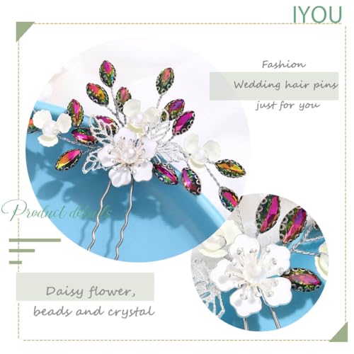 IYOU Braut Hochzeit Haarnadeln Funkelnde Kristall Grün Haarstücke Blume Bräute Haarschmuck für Frauen (2 Stück) von IYOU