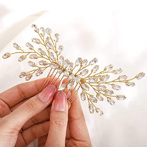 IYOU Brautschmuck Hochzeit Haarkamm Silber Strass Seitenkamm Kristall Kopfschmuck Braut Haarschmuck für Frauen und Mädchen von IYOU