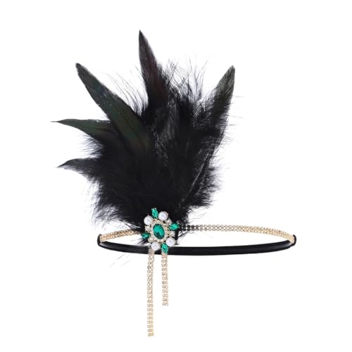 IYOU Feder der Großen Gatsby Kopfstück Schwarz Kristall Flapper Stirnband Strass Vintage Prom 20er Jahre Haarschmuck für Frauen von IYOU