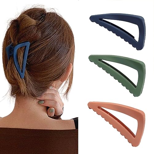 IYOU Französisch Matte Haar Kralle Grün Dreieck Kunststoff Haar Kralle Clips Medium Nonslip Outdoor Haar Kiefer Clips für Frauen und Mädchen (3Pcs) von IYOU