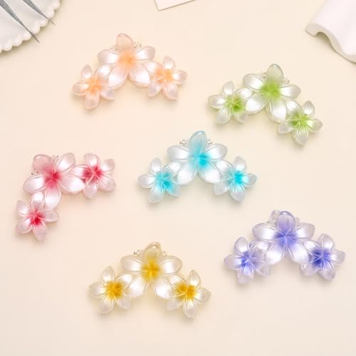 IYOU Frauen Glänzend Haar Klaue Weiß Blume Haar Klammern Floral Groß Nonslip Haar Kiefer Clips für dickes dünnes Haar(6 Pcs) von IYOU