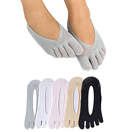 IYOU Frauen Keine Show Zehensocken Schwarz Niedrig geschnitten Liner-Socken Atmungsaktiv Fünf-Finger-Socken Unsichtbar Boot versteckte Socken für Frauen und Mädchen (4 Paare) von IYOU