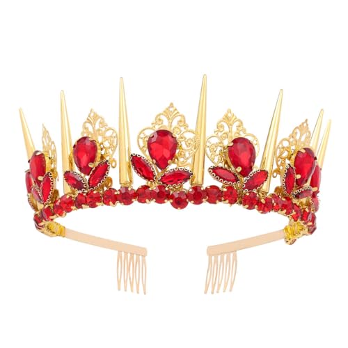 IYOU Frauen Königin Krone Stirnband Rot Glitzernden Kristall Hochzeit Haarbänder Diadem Strass Abschlussball Kostüm Geburtstag Braut Haarschmuck für Bräute Brautjungfer Gast von IYOU