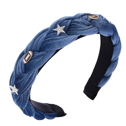 IYOU Geflochtenes Samtstirnband für Frauen Marineblaue Stern-Haarbänder von IYOU