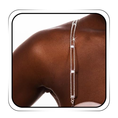 IYOU Glänzende Strass BH Träger Silber Kristall BH Trägerhalter Rutschfeste Nachtclub Schultergurte Körperzubehör für Damen und Mädchen (2 Stück) von IYOU