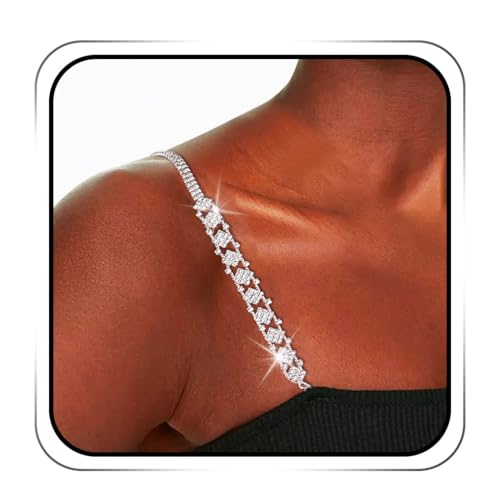 IYOU Glitzernde Strass BH Träger Silber Kristall BH Schultergurt Rutschfest Nachtclub Körperzubehör für Frauen und Mädchen von IYOU
