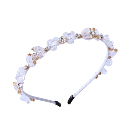 IYOU Glitzernder Strass Haarreif Kristall Weiß Haarbänder Perlen Vintage Party Haarschmuck für Frauen und Mädchen von IYOU