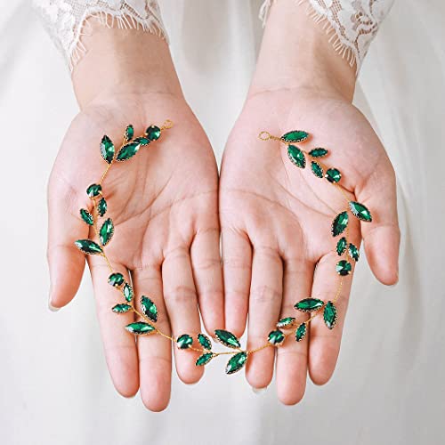 IYOU Haarreif mit Strasssteinen, Weinrebe, Grün, für Abschlussball und Brautjungfern von IYOU