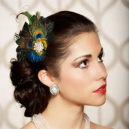 IYOU Haarspangen mit Pfauenfedern Grün Flapper Kopfschmuck Vintage Festival Abschlussball Gatsby Haarschmuck für Frauen von IYOU