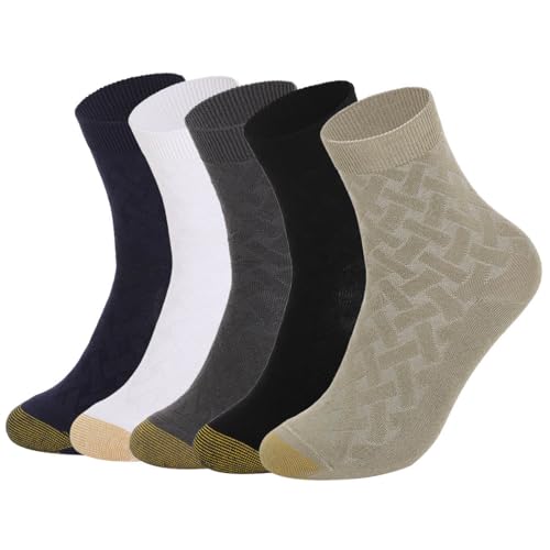IYOU Herren Bambus Socken Schwarz Knöchel Socken Atmungsaktiv Arbeit Sportlich Kleid Söckchen (5 Paar) von IYOU