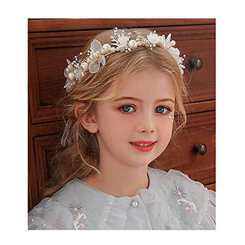 IYOU Hochzeit Haarstück Gold Perle Stirnband Braut Babys Der Atem Kristall Haarrebe zum Prinzessin Blumenmädchen und Brautjungfer (Gold) von IYOU