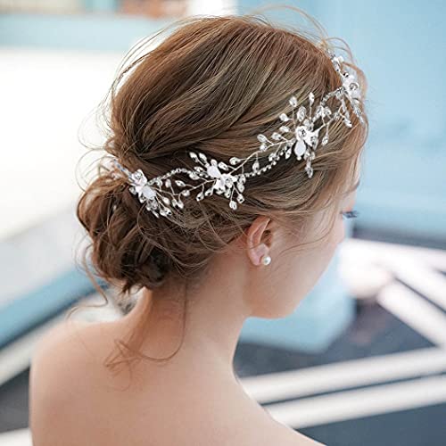 IYOU Hochzeit Strass Haarranke Funkelnd Kristall Silber Stirnband Braut Kopfstück Blume Braut Haarschmuck zum Frauen und Mädchen von IYOU