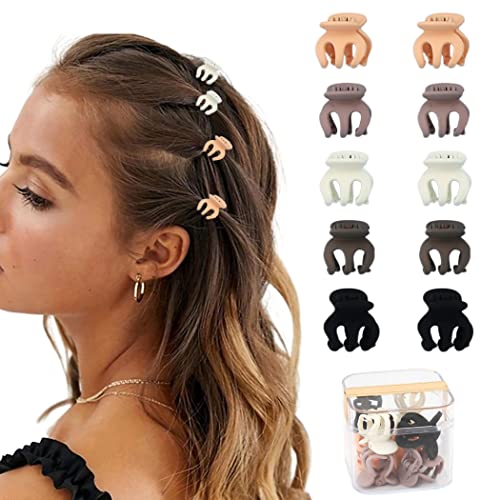 IYOU Klein Krallen Clips Schwarz Mini Haar Krallen Clips Niedlich Rutschfest Winzig Plastik Haarspangen Stecknadeln Klammernfür Frauen und Mädchen(10 Stück) von IYOU