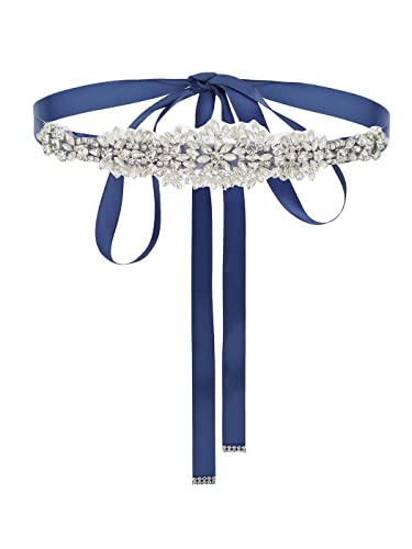 IYOU Kristall Brautgürtel Marineblaue Schärpe Applique Gürtel Strass Braut Abschlussball Hochzeitskleid Schärpe Gürtel für Frauen von IYOU