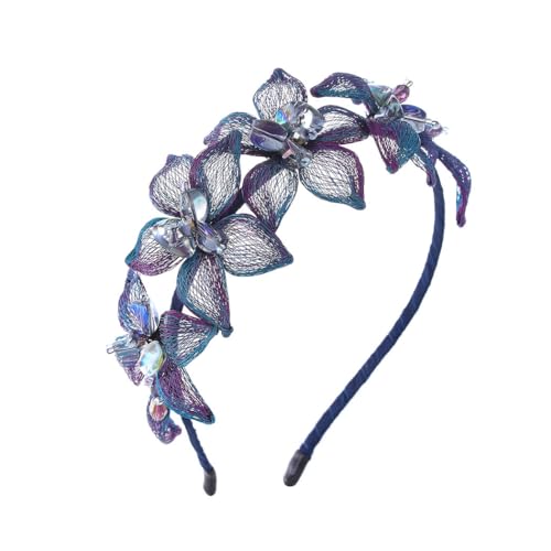 IYOU Kupfer Draht Stirnband Blau Blume Haarbänder Kristall Elegant Abschlussball Hochzeit Haarschmuck für Frauen von IYOU