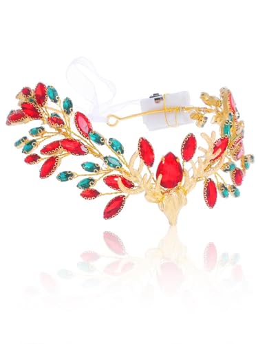 IYOU Leucht Hirsch Krone Rot Kristall Weihnachten Fee Stirnband Led Strass Kostüm Weihnachts Haarschmuck für Frauen von IYOU