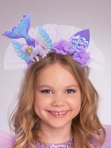 IYOU Meerjungfrau Stirnband Lila Fischschwanz Haarbänder Blume Cosplay Party Haarschmuck für Frauen und Mädchen von IYOU