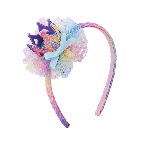 IYOU Pailletten Stirnband Regenbogen Krone Haarbänder Tüll Geburtstag Cosplay Haarschmuck für Mädchen von IYOU