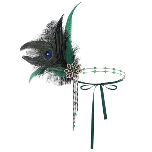 IYOU Pfauen Feder Flapper Stirnbänder für Damen Grün Kristall Gatsby kopfschmuck 1920er Jahre Vintage Partei Hochzeit Haarschmuck von IYOU