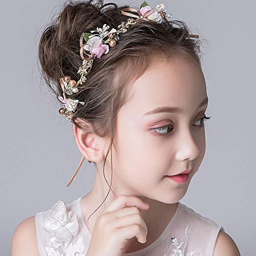 IYOU Prinzessin Farbe Blume Kopfschmuck Perle Haar Kleid Kristall Braut Hochzeit Haarschmuck Für Blumenmädchen von IYOU