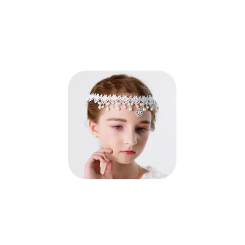 IYOU Prinzessin Weiß Blume Kopfbedeckung Perle Haarkleid Kristall Anhänger Braut Hochzeit Haarschmuck zum Blume Mädchen von IYOU