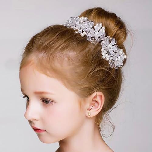 IYOU Prinzessin Weiß Blume Kopfbedeckung Perle Haarkleid Kristall Braut Hochzeit Haarschmuck zum Blume Mädchen von IYOU