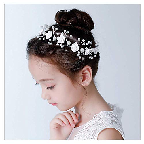 IYOU Prinzessin Weiße Blume Kopfschmuck Perle Haarschmuck Braut Hochzeit Haarschmuck für Mädchen von IYOU