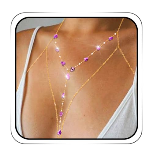 IYOU Quarz BH Kette Gold Körperkette Sommer Strand Brustketten für Damen von IYOU