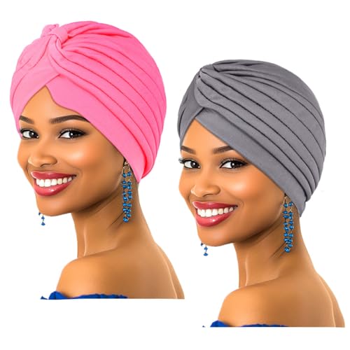 IYOU Afrikanisches Kopftuch Rosa Kopfband Weiches Schlaf-Stirnband Turbanfür Schwarze Damen(2 Stück) von IYOU