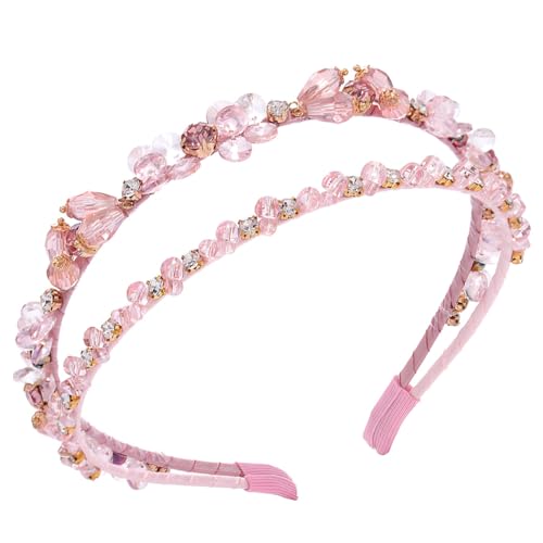 IYOU Serre-tête de mariage rose en cristal étincelant Accessoires pour cheveux de mariée et de demoiselle d'honneur en strass pour femmes von IYOU