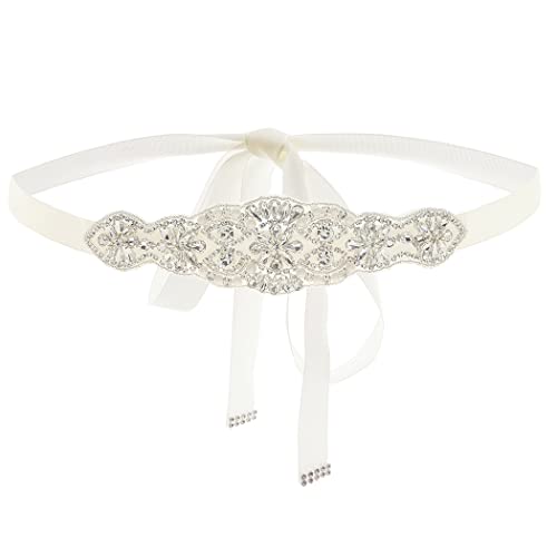 IYOU Strass Applikationen Braut Gürtel Silber Perle Kleidergürtel Bling Kristall Abschlussball Braut Hochzeit Schärpengürtel mit Elfenbein Schleife zum Gruppe Abschlussball Abendkleider IYOU Strass Applikationen Braut Gürtel Silber Perle Kleidergürtel Bling Kristall Abschlussball Braut Hochzeit Schärpengürtel mit Elfenbein Schleife zum Gruppe Abschlussball Abendkleider von IYOU