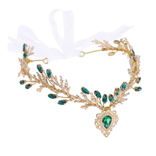 IYOU Strass Fee Stirnband Krone Gold Blatt Elfe Kopfstück Kristall Waldland Enchanted Haarband Tiara Königin Kostüm Party Haarschmuck für Frauen und Mädchen von IYOU