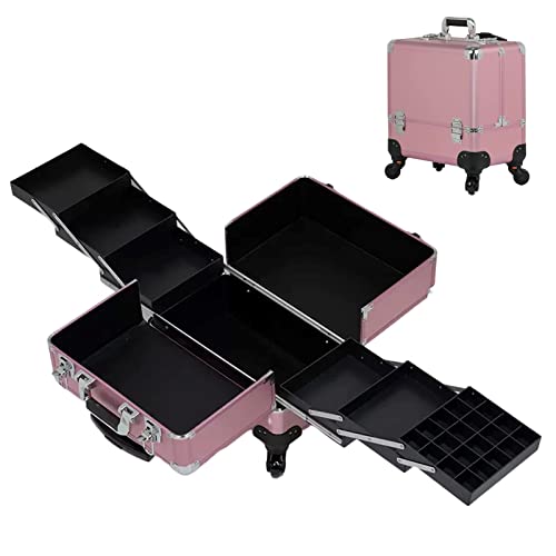 Roll-Make-up-Koffer, Make-up-Zugkoffer, Make-up-Box für Kosmetik-Tools, Kosmetik-Organizer, abschließbarer Make-up-Organizer für Mädchen, für Damen-Make-up-Set, Nägel, Bastelset, S von IYUESQ