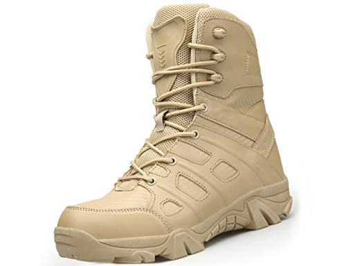 IYVW 067 Militärstiefel Herren Mountaineering Stiefel Schneeschuhe,Männer Stoßdämpfung Outdoor Klettern Mountaineering Stiefeletten für Männer Wüstengelb 42EU von IYVW
