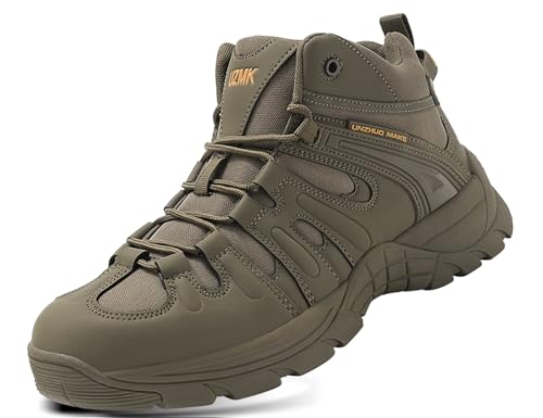 IYVW 1617 Stiefel Herren Wanderschuhe Trekkingschuhe Armee Combat Tactical Boots Verschleißfest rutschfeste Outdoor Einsatzstiefel Für Maenner Frauen Khaki 44EU von IYVW