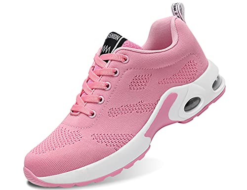 IYVW 1727 Laufschuhe Damen Sportschuhe Turnschuhe Atmungsaktiv Freizeitschuhe Fitness Straßenlaufschuhe Mode Sneakers Pink 35 EU von IYVW