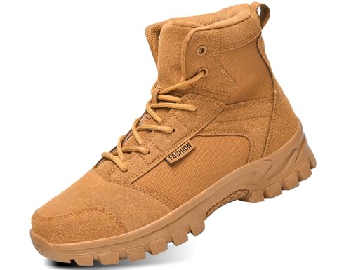 IYVW 2377 Herren Militärstiefel Armee Combat Tactical Boots Arbeitsstiefel Wanderschuhe Trekkingschuhe Outdoor Einsatzstiefel A-CQB braun 44EU von IYVW