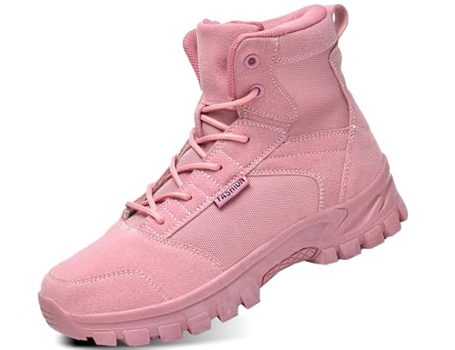 IYVW 2377 Herren Outdoor Boots Army Stiefel - High Worker Boots Einsatzstiefel Kampfstiefel Wanderschuhe Combat Boots Leinenschuhe Tactical Schuhe Rosa 36EU von IYVW