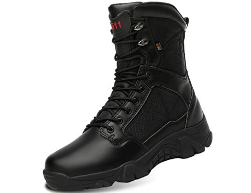 IYVW 5.AA A003 Herren Winter Warm Gefütterte Schneestiefel Trekkingschuhe, Wanderstiefel Männer Komfortable rutschfeste verschleißfeste Kampf Wandern Outdoor Military Boots Schwarz 39EU von IYVW