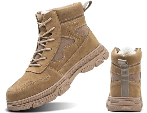 IYVW 609 Safety Sicherheitsschuhe Winter Herren Damen S3 ArbeitsschuheWarm Gefütterte Schutzschuhe mit Stahlkappe Beige 38.5 EU von IYVW