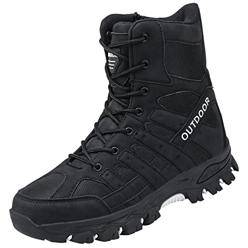 IYVW A05 Herren Wanderstiefel leichte Trekkingstiefel Atmungsaktive Military Boots US Army Schuhe für Outdoor Camping Wandern Bergsteigen Wüsten Offroad Schwarz 46EU von IYVW
