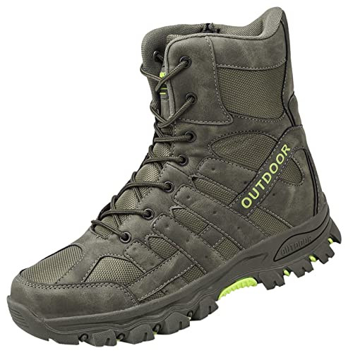 IYVW A05 Unisex-Erwachsene Bootsschuhe Derby Schnürhalbschuhe Kurzschaft Stiefel Winter Boots für Herren Grün 46EU von IYVW