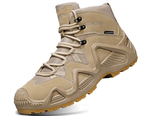 IYVW A07 Stiefel Herren Wanderschuhe Trekkingschuhe Armee Combat Tactical Boots Verschleißfest rutschfeste Outdoor Einsatzstiefel Für Maenner Frauen Wüstengelb 45EU von IYVW