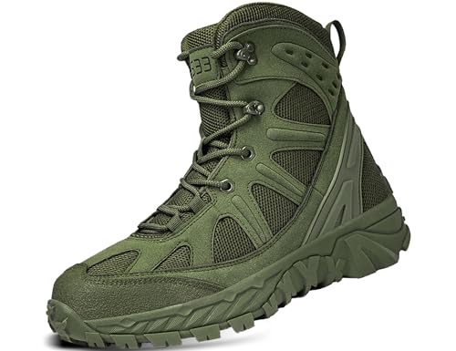 IYVW A07 Wüste Armee Combat Patrol Tactical Einsatzstiefel mit Reissverschluss Seude Leder Jungle Stiefel Tactical Boot Grün 44EU von IYVW