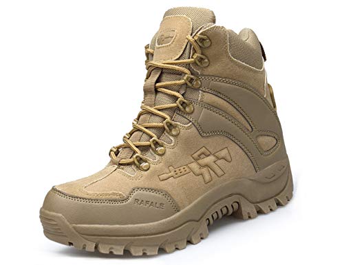 IYVW A09 Herren Militärstiefel wasserdicht Mikrofaser Outdoor-Schuhe Wanderhalbschuhe Braun 45EU von IYVW