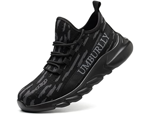 IYVW ABL102 Sicherheitsschuhe Stahlkappe Herren Damen,SRC rutschfeste Arbeitsschuhe Atmungsaktive Leichte Reflektierende Schwarz 39 EU von IYVW