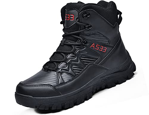 IYVW AS33 706 Herren Trekkingschuhe Wasserdichte High-Top-Wanderschuhe Rutschfeste und Verschleißfeste Wanderschuhe Outdoor Hiking Bergschuh Für Wandern Klettern Reisen Schwarz 42EU von IYVW