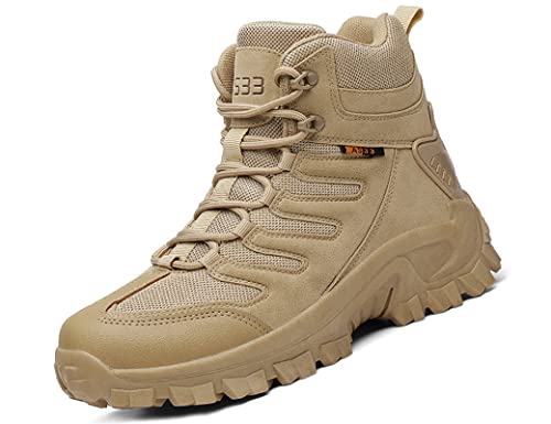 IYVW AS33 707 Stiefel Herren Wanderschuhe Army Combat Boots mit YKK-Zipper Verschleißfest rutschfeste Outdoor Trekkingschuhe Militär & Einsatzstiefel Wüstengelb 40EU von IYVW